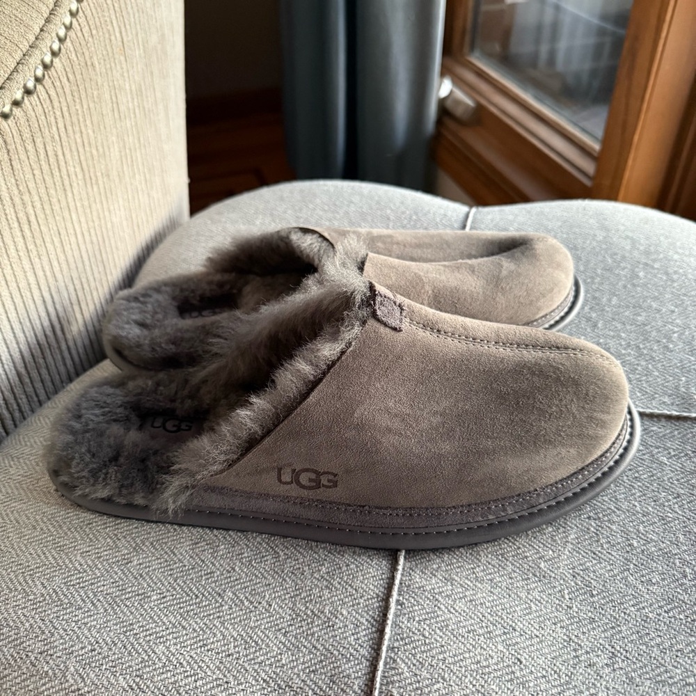 UGG Tan Suede Slippers with Plush Lining